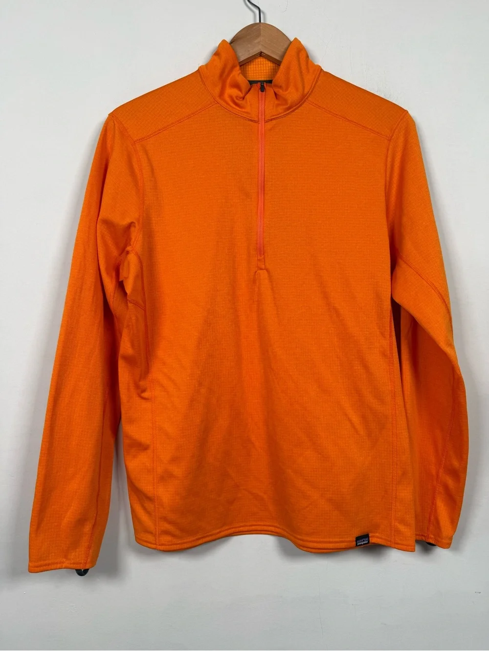 Patagonia Men’s Capilene Thermal Weight Zip-Neck Orange Grid Fleece Pullover M